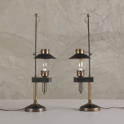 PAIR OF TOLE ADJUSTABLE TABLE LAMPS