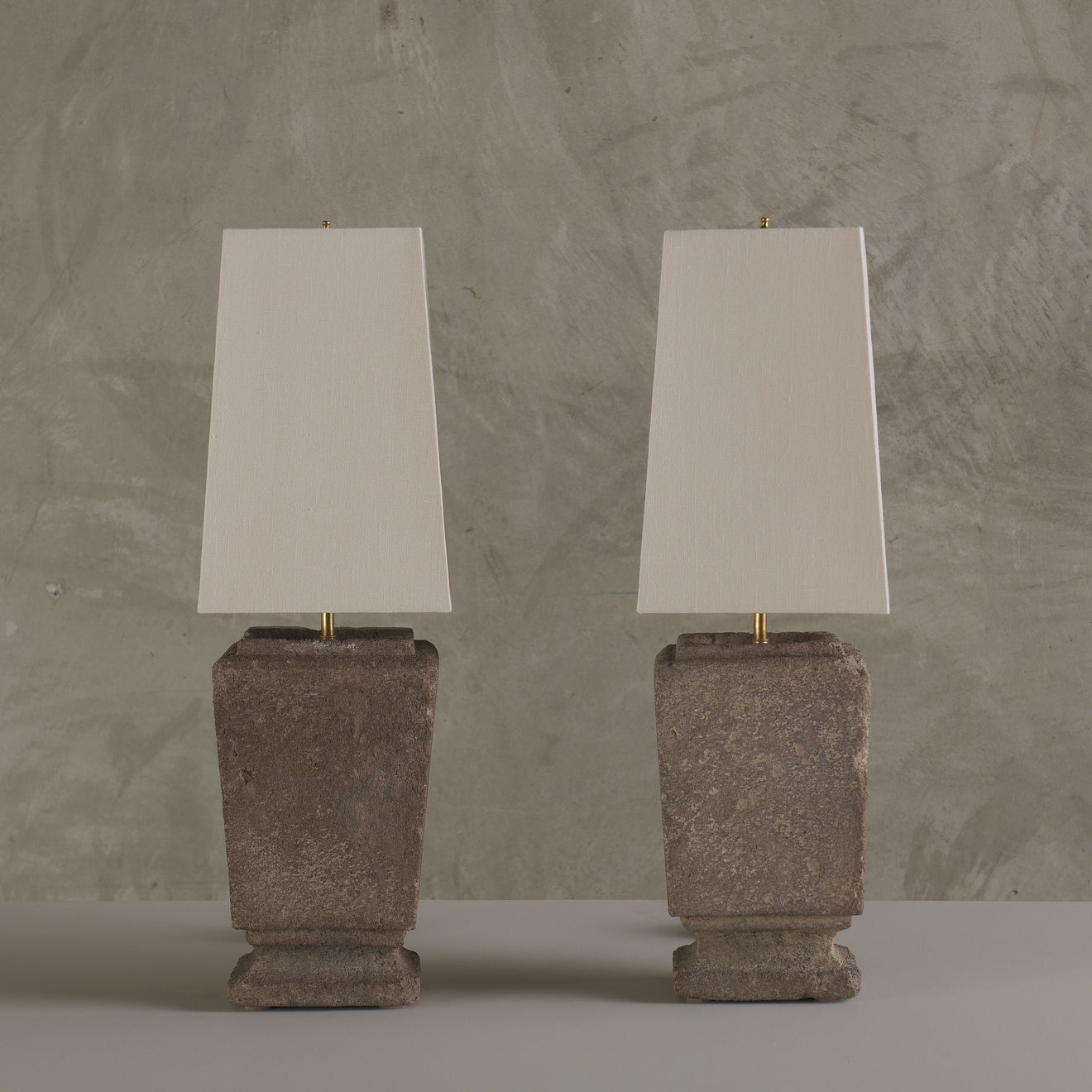 PAIR OF VOLCANIC ROCK URN TABLE LAMPS