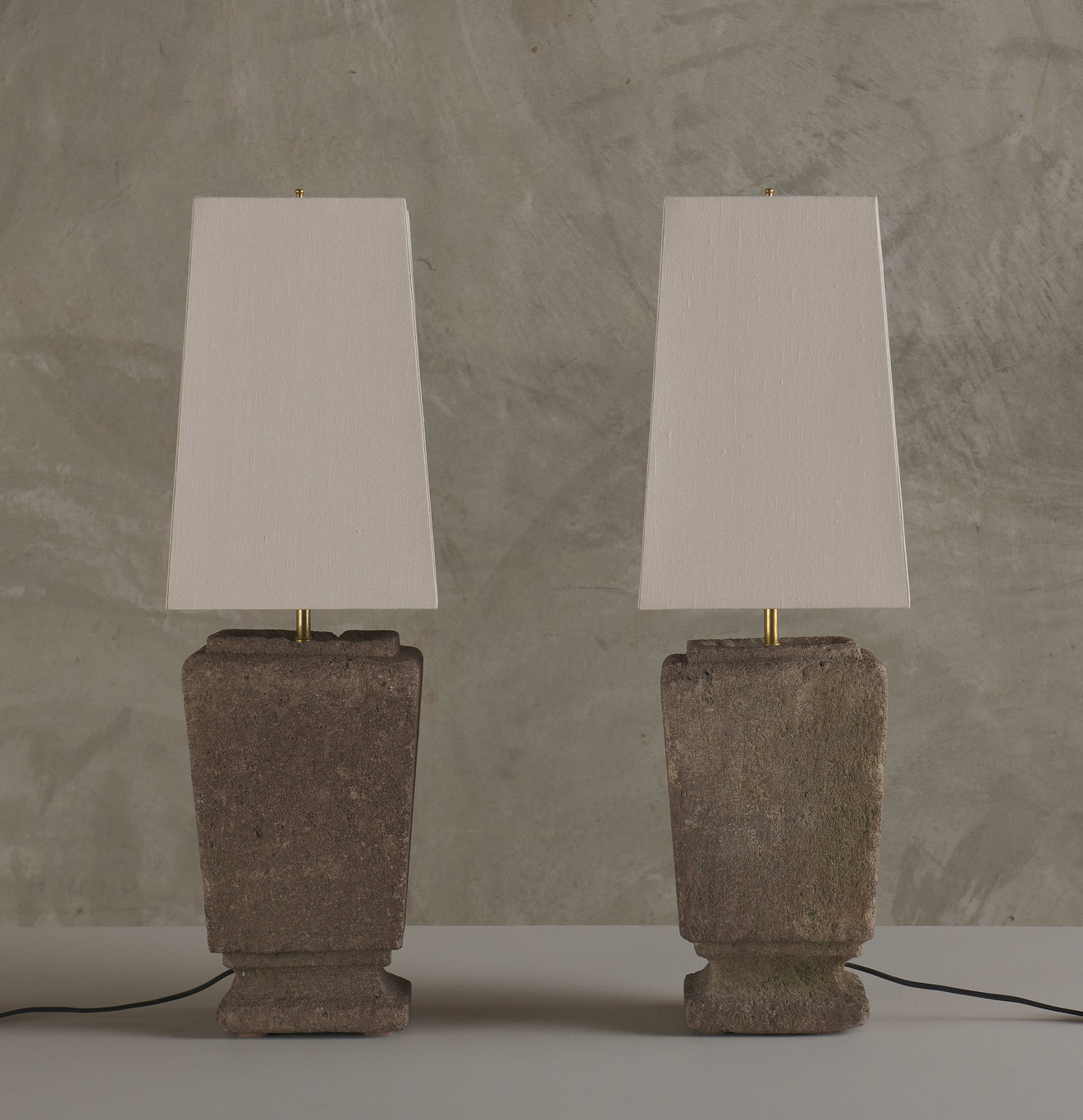 PAIR OF VOLCANIC ROCK URN TABLE LAMPS