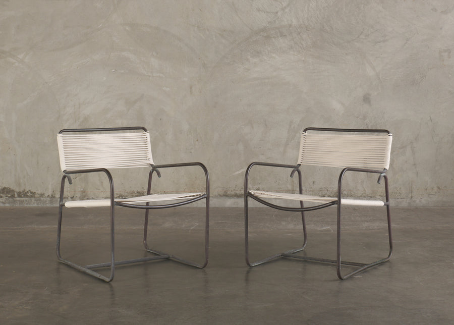 PAIR OF WALTER LAMB BRONZE ARM CHAIRS, MID 20TH C