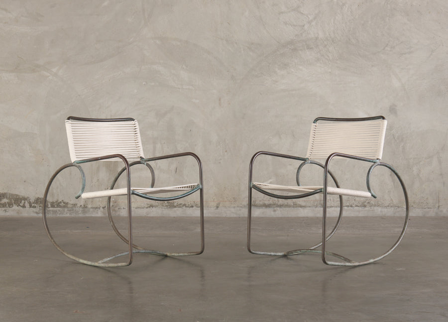 PAIR OF WALTER LAMB FOR BROWN JORDAN ROCKING ARM CHAIRS, 1950's