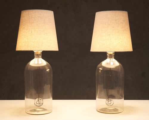 PAIR OF ENGLISH GLASS JAR TABLE LAMPS c1900