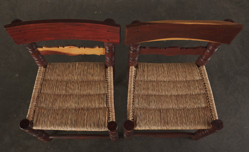 PAIR OF TROPICAL WOOD SIDE CHAIRS