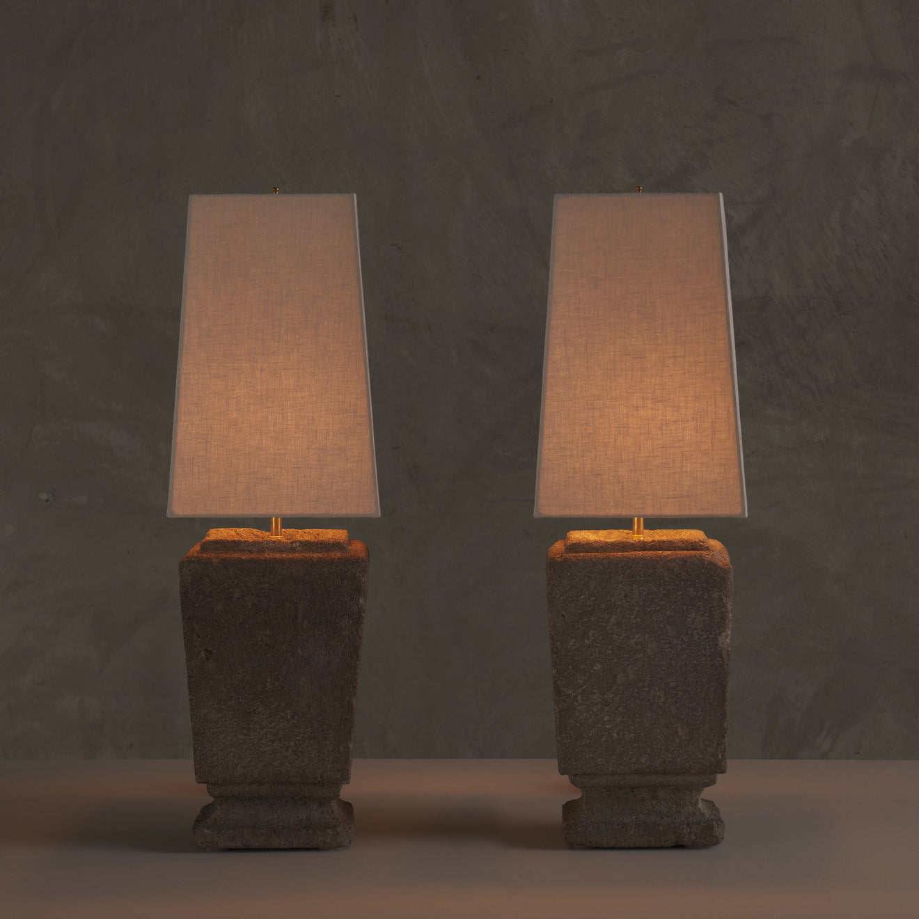 PAIR OF VOLCANIC ROCK URN TABLE LAMPS