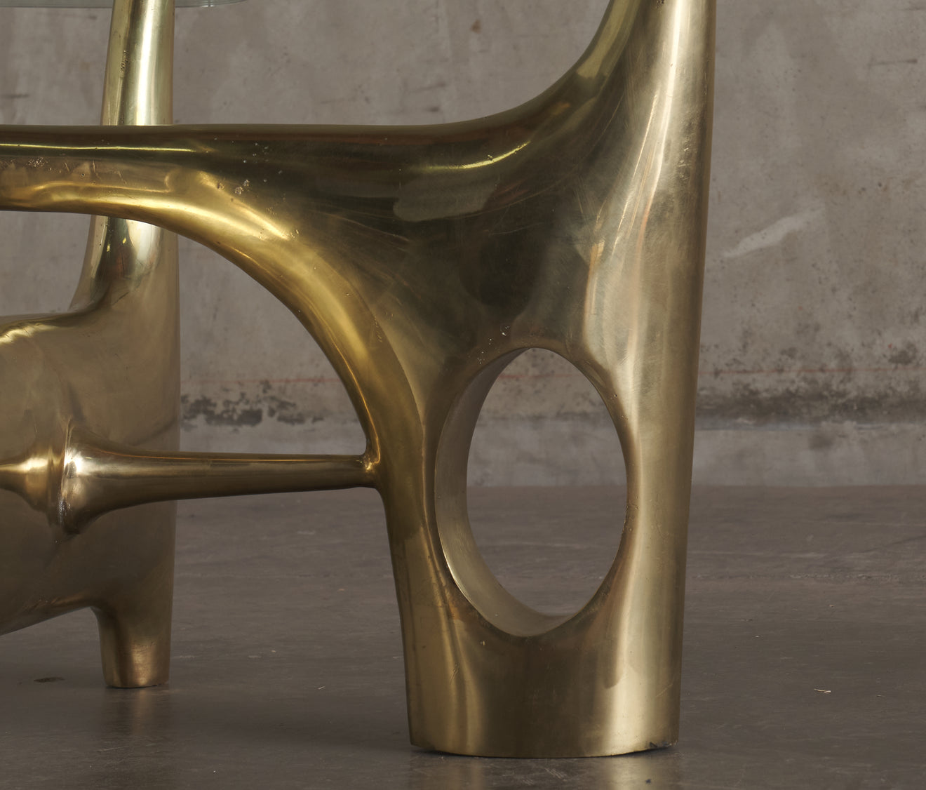 PHILIPPE HIQUILY BRASS COFFEE TABLE, c1970 (ATTRIBUTED)