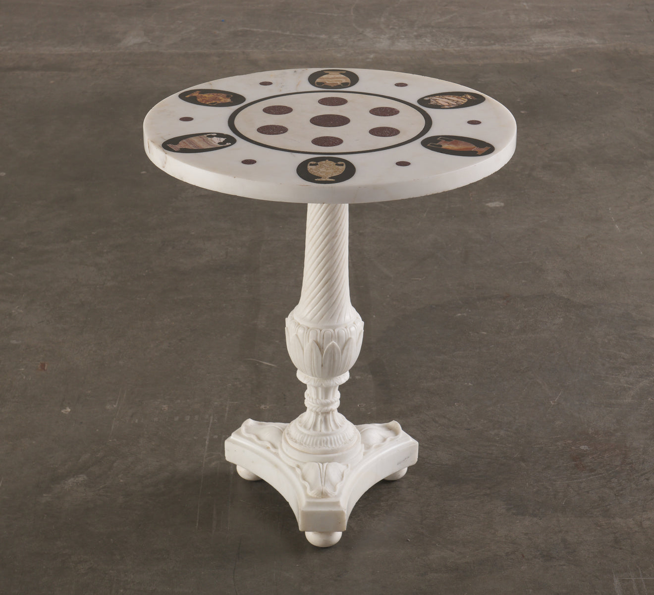 PIETRA DURA (INLAID STONE) CLASSICAL PEDESTAL TABLE, 19 TH C