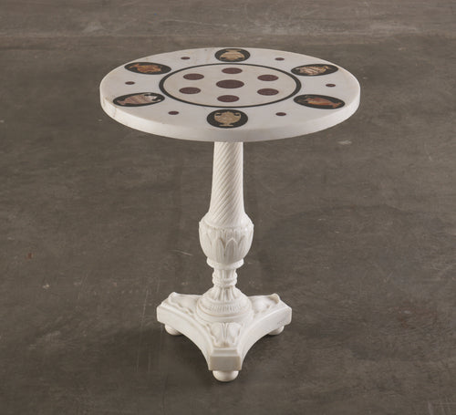 PIETRA DURA (INLAID STONE) CLASSICAL PEDESTAL TABLE, 19 TH C
