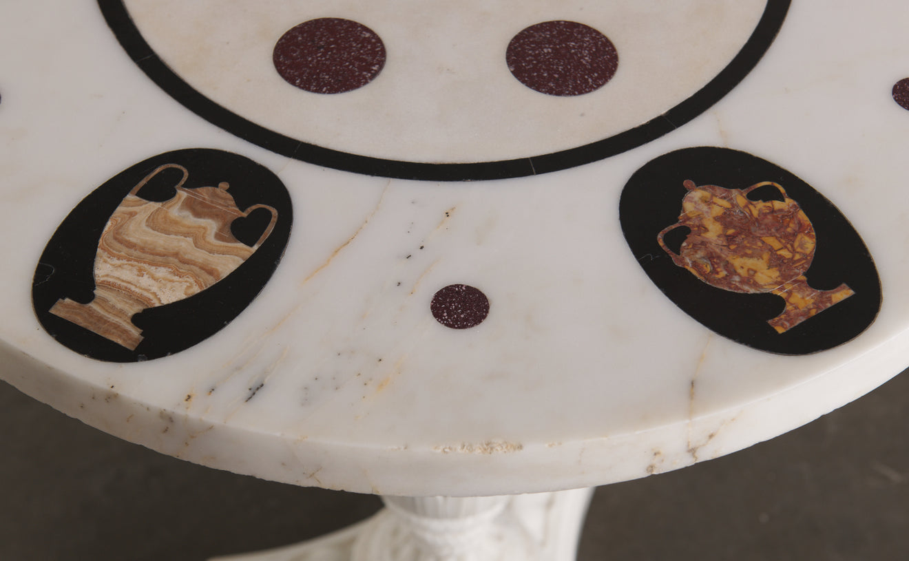 PIETRA DURA (INLAID STONE) CLASSICAL PEDESTAL TABLE, 19 TH C