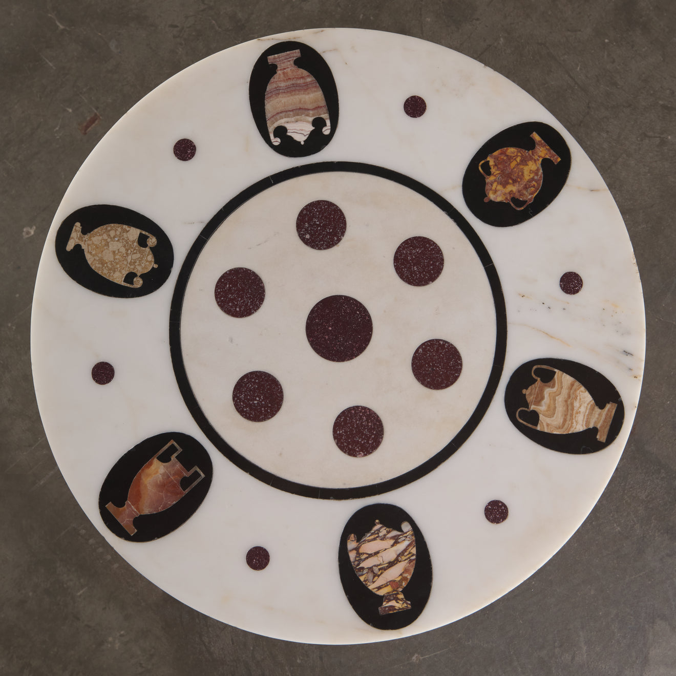 PIETRA DURA (INLAID STONE) CLASSICAL PEDESTAL TABLE, 19 TH C
