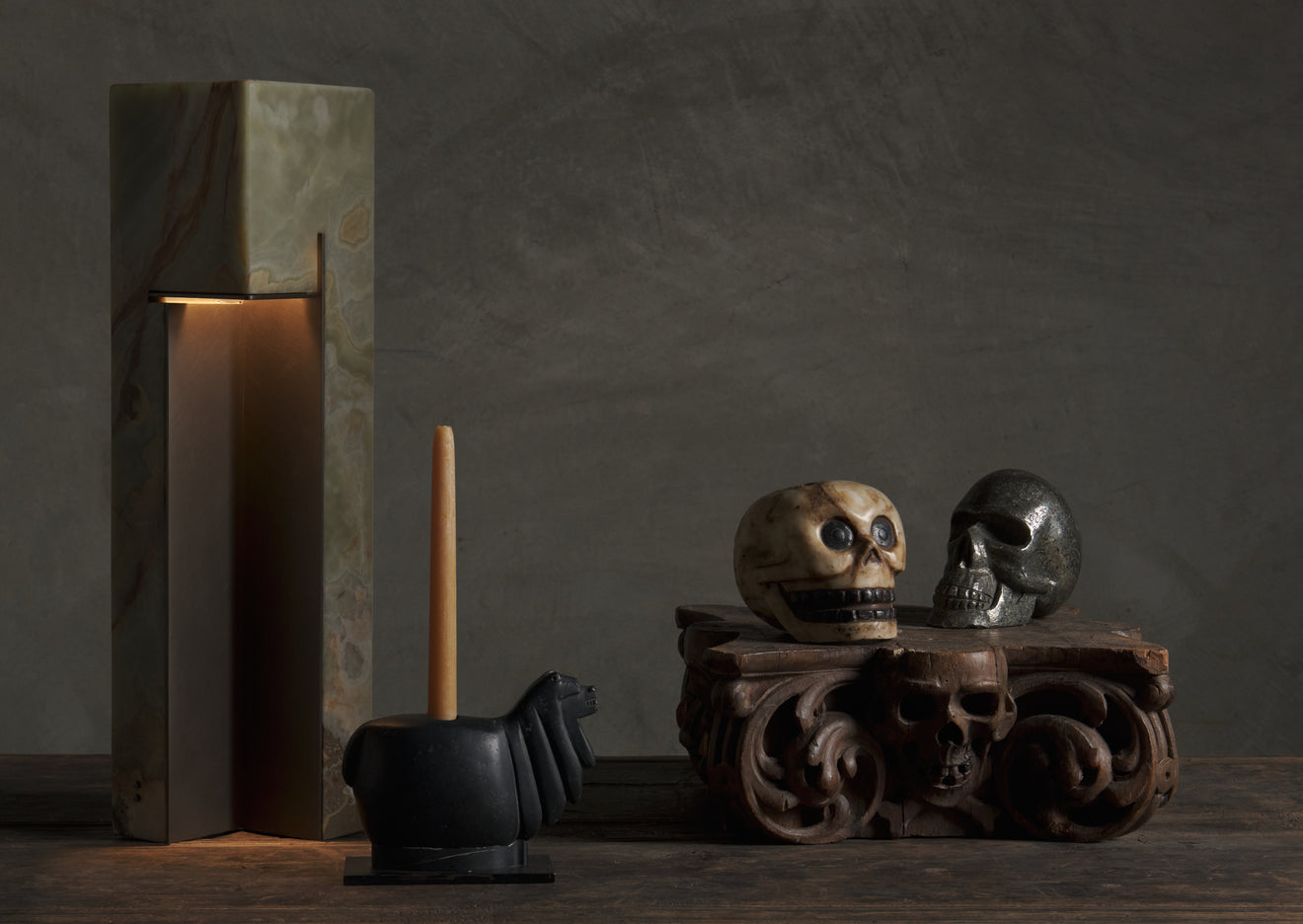 PRE COLOMBIAN STYLE ALABASTER SKULL