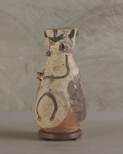 PRE COLUMBIAN CHANCAY POLYCHROME FIGURAL JAR, 800-1200 CE