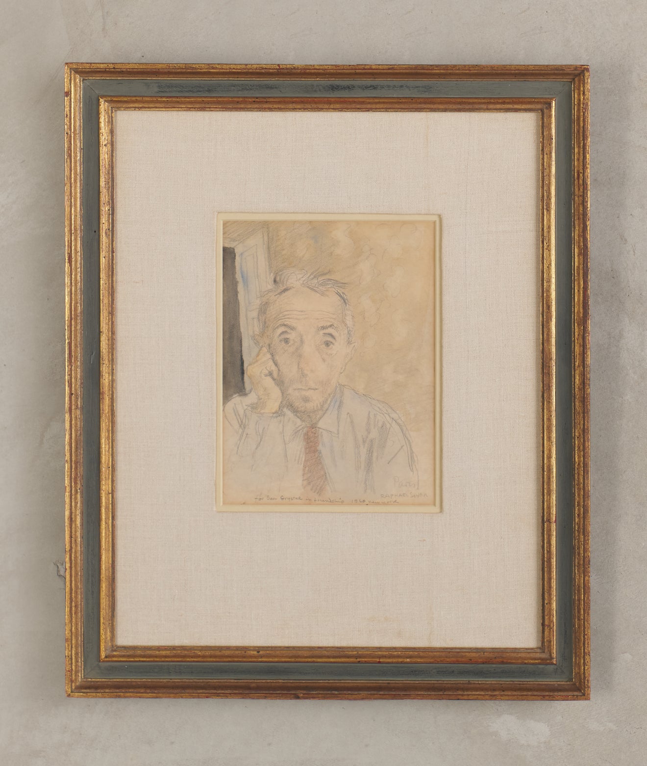 RAPHAEL SOYER (AMERICAN 1899-1987) SELF PORTRAIT WATERCOLOR, SIGNED , DATED