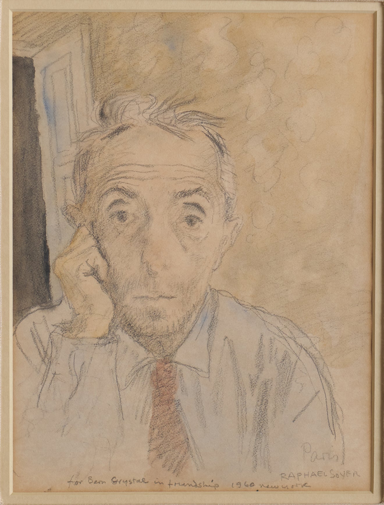 RAPHAEL SOYER (AMERICAN 1899-1987) SELF PORTRAIT WATERCOLOR, SIGNED , DATED