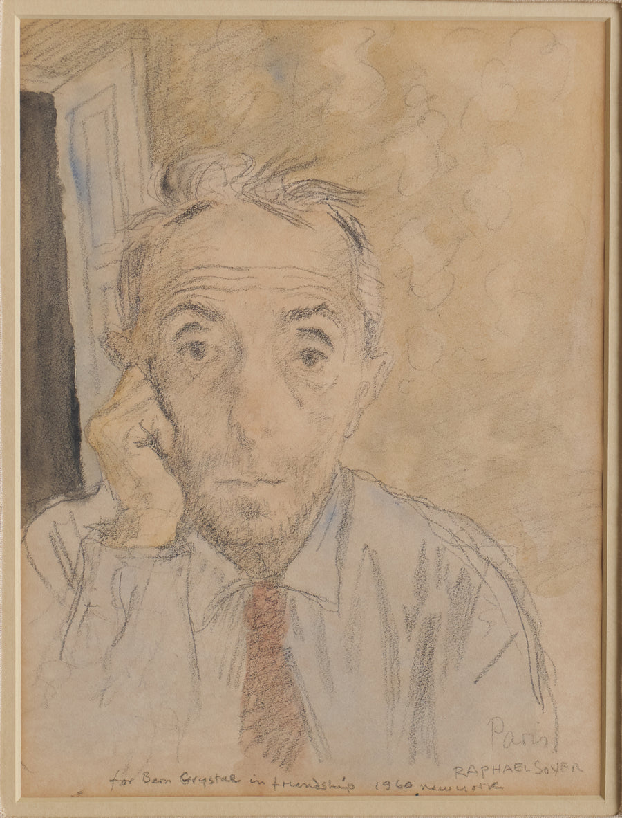 RAPHAEL SOYER ( AMERICAN 1899-1987 ) SELF PORTRAIT WATERCOLOR, SIGNED , DATED