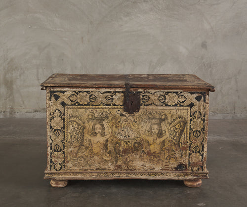 RARE ITALIAN LATE GOTHIC PAINTED CASSONE,  1480-1530
