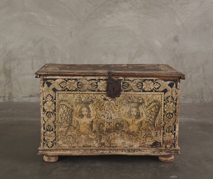 RARE ITALIAN LATE GOTHIC PAINTED CASSONE,  1480-1530
