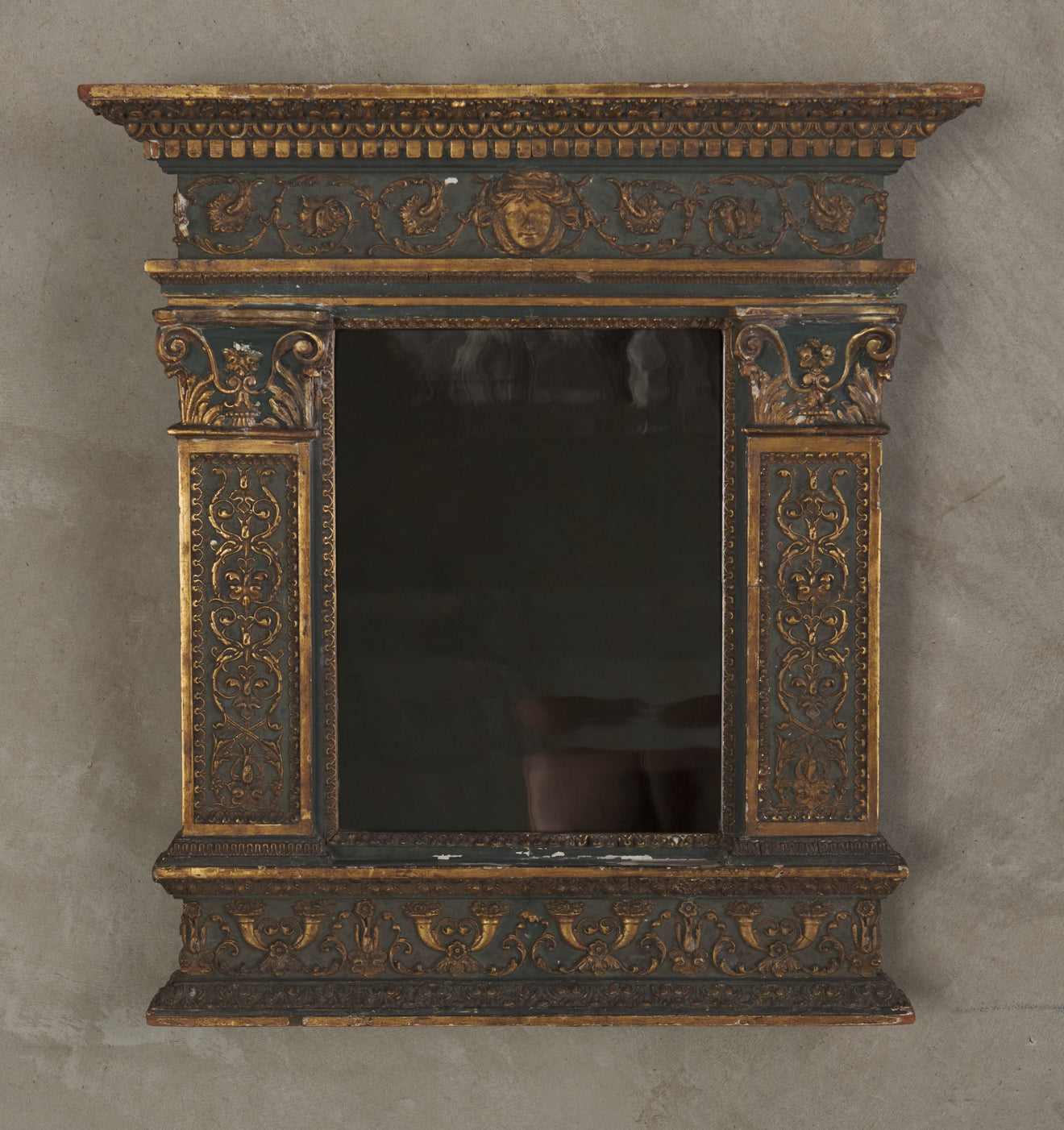 RENAISSANCE REVIVAL ARCHITECTURAL WALL MIRROR, MID 19TH C