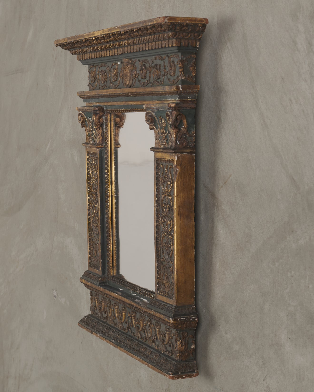 RENAISSANCE REVIVAL ARCHITECTURAL WALL MIRROR, MID 19TH C
