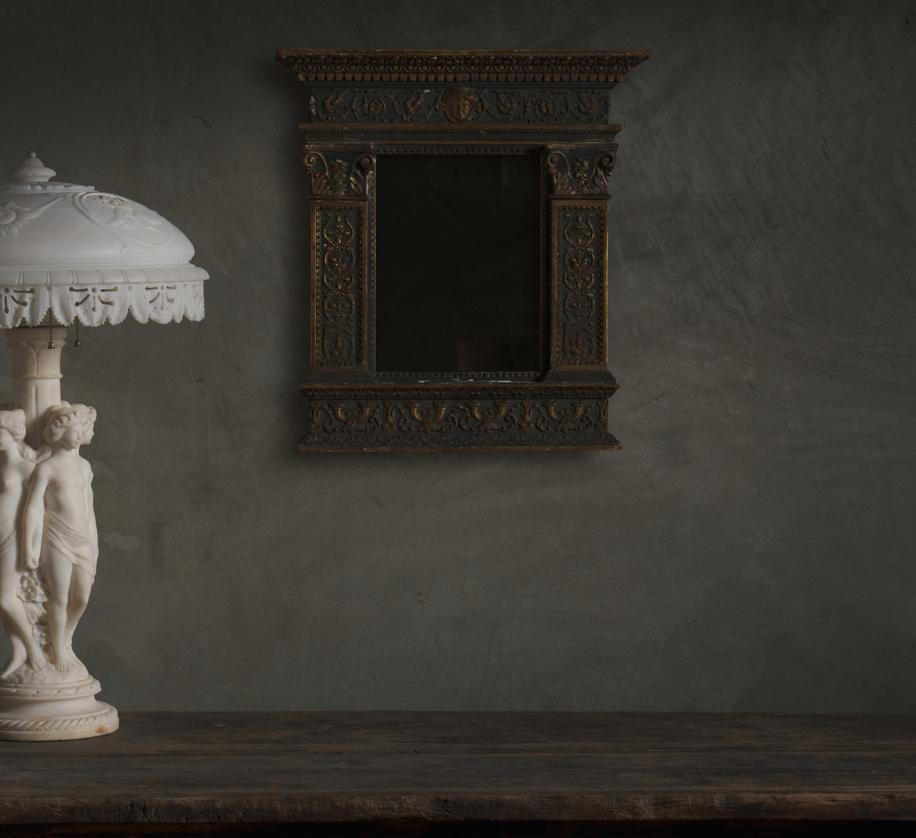 RENAISSANCE REVIVAL ARCHITECTURAL WALL MIRROR, MID 19TH C