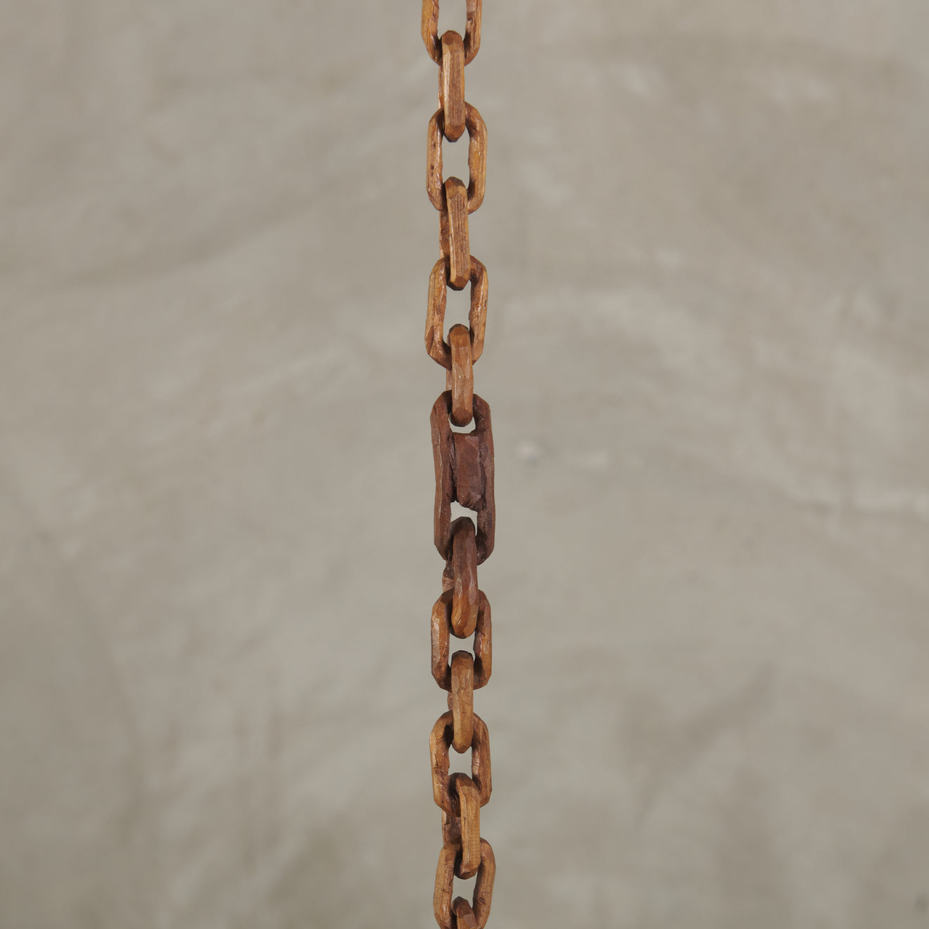 RUSTIC WOOD HANGING CANDELABRA WITH WOOD CARVED CHAIN, C1910