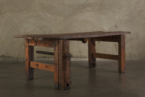 RUSTIC WORK TABLE WITH VICE