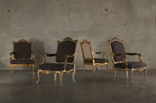 SET OF 4 LOUIS XV FAUTEUIL CHAIRS