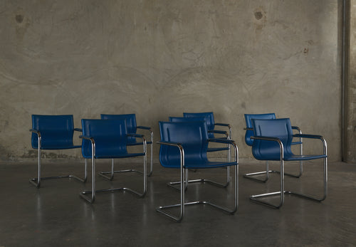SET OF 8 LEATHER ARM CHAIRS