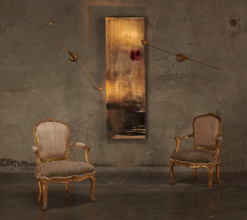 SET OF FOUR LOUIS XV CHAIRS WITH AFRICAN MUDCLOTH UPHOLSTERY