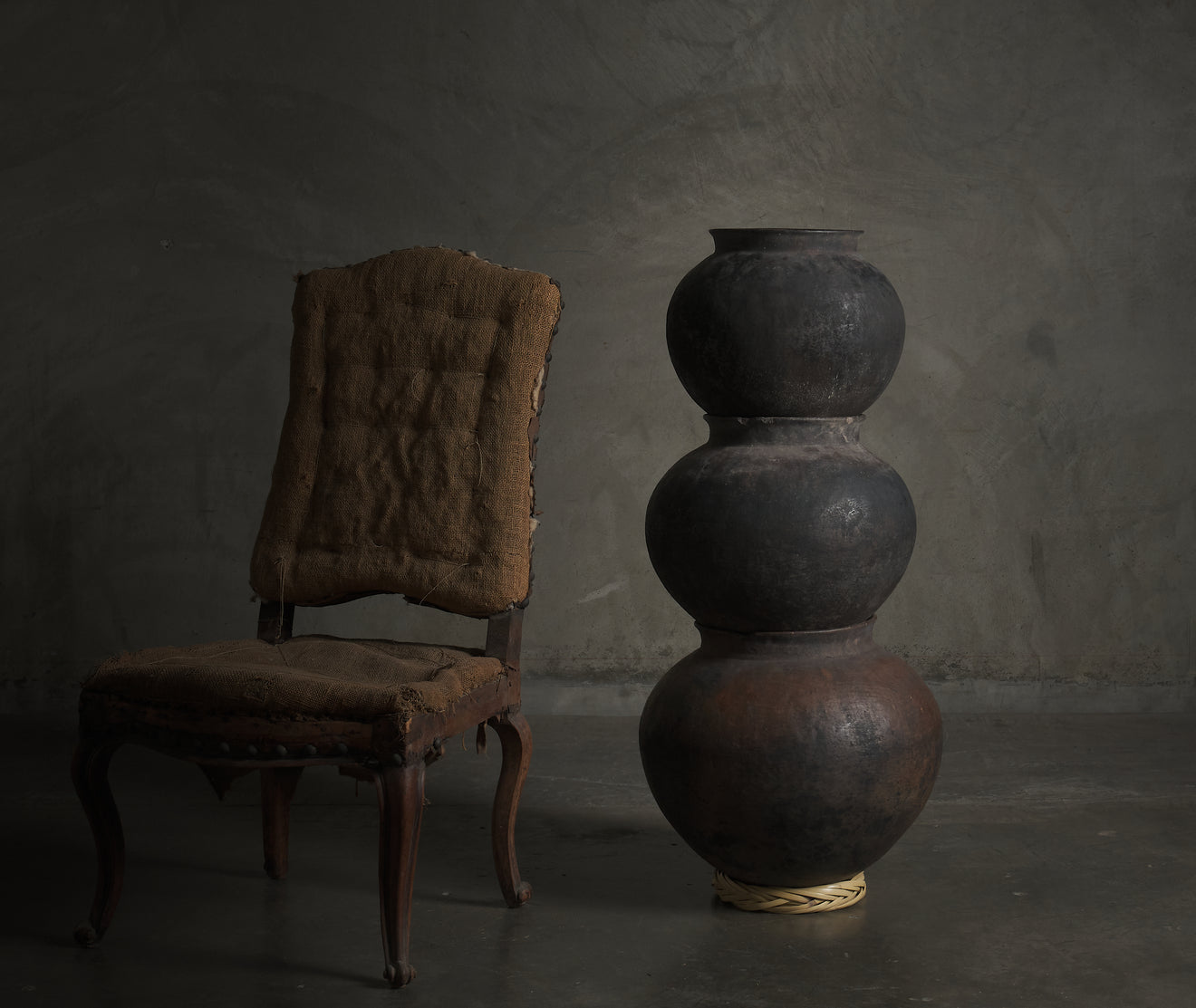 SET OF THREE OAXACAN STACKING CLAY VESSELS