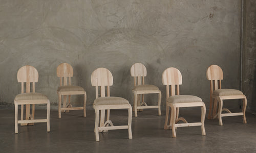 SET OF SIX RAW BLEACHED MAHOGANY CHAIRS