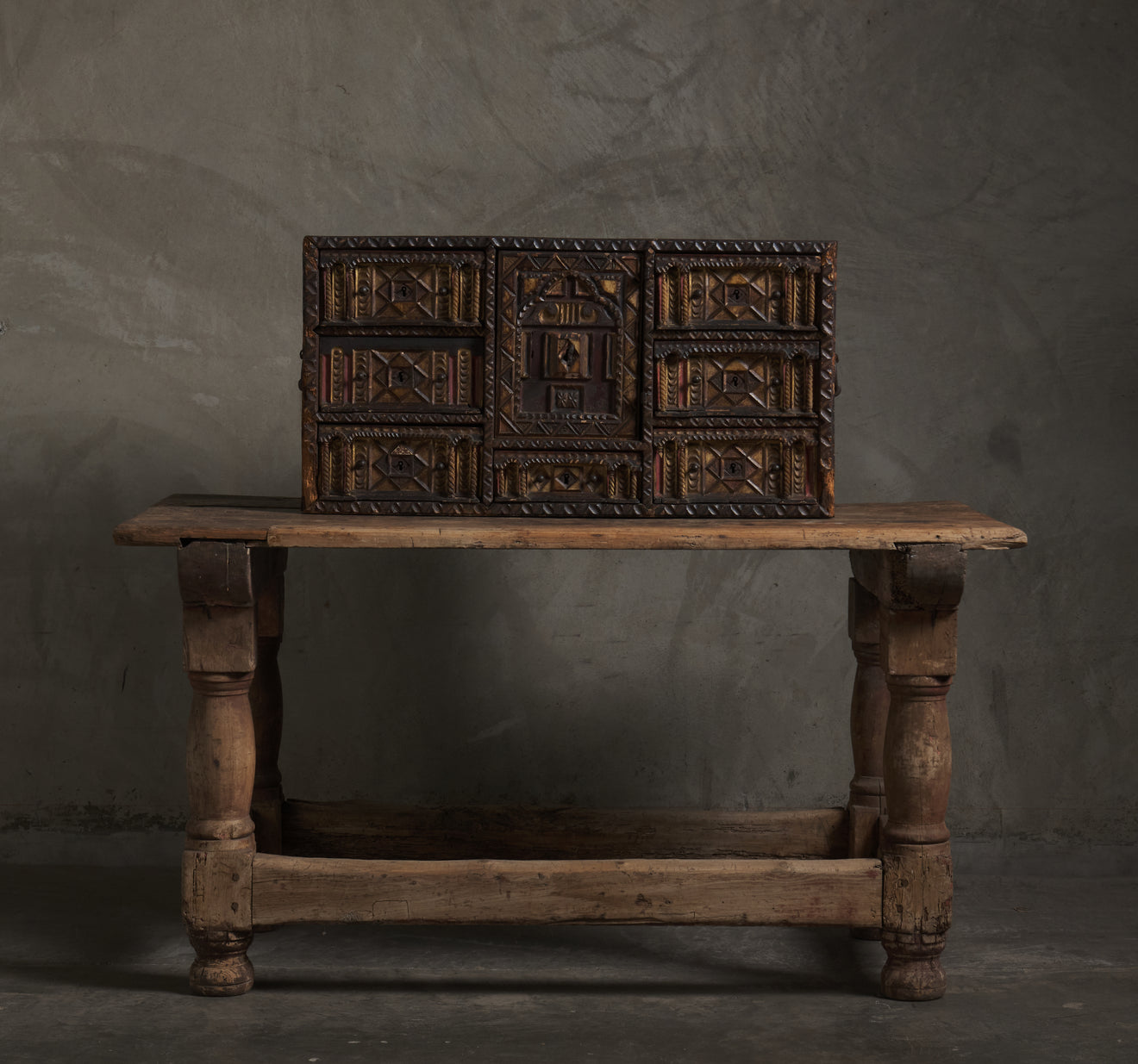 SPANISH COLONIAL TABLE TOP VARGUENO, 19TH C