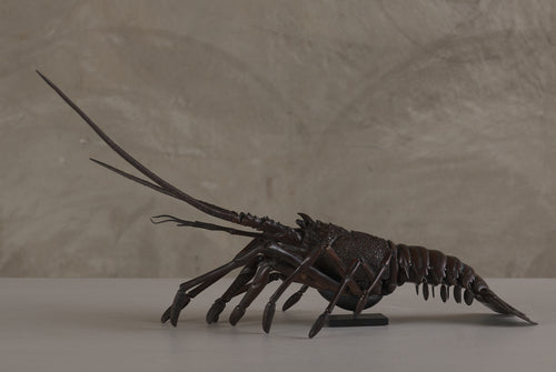 SPECTACULAR AND RARE JAPANESE BRONZE ARTICULATED LOBSTER, 19TH CENTURY (ON STAND)