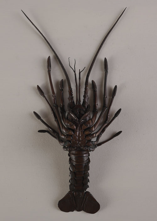 SPECTACULAR AND RARE JAPANESE BRONZE ARTICULATED LOBSTER, 19TH CENTURY (ON STAND)