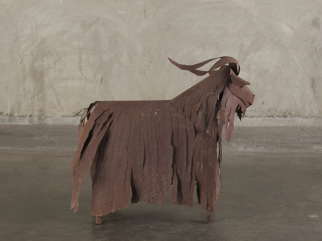 STEEL MOUNTAIN GOAT GARDEN SCULPTURE, 20TH C