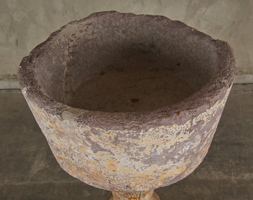 STONE BAPTISMAL FONT ON MESQUITE PEDESTAL