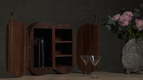 DANIEL LOOMIS VALENZA TABLE TOP LIQUOR CABINET IN WOOD