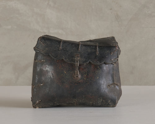 TIBETAN YAK LEATHER AND IRON SMALL BOX, 18th/19th CENTURY