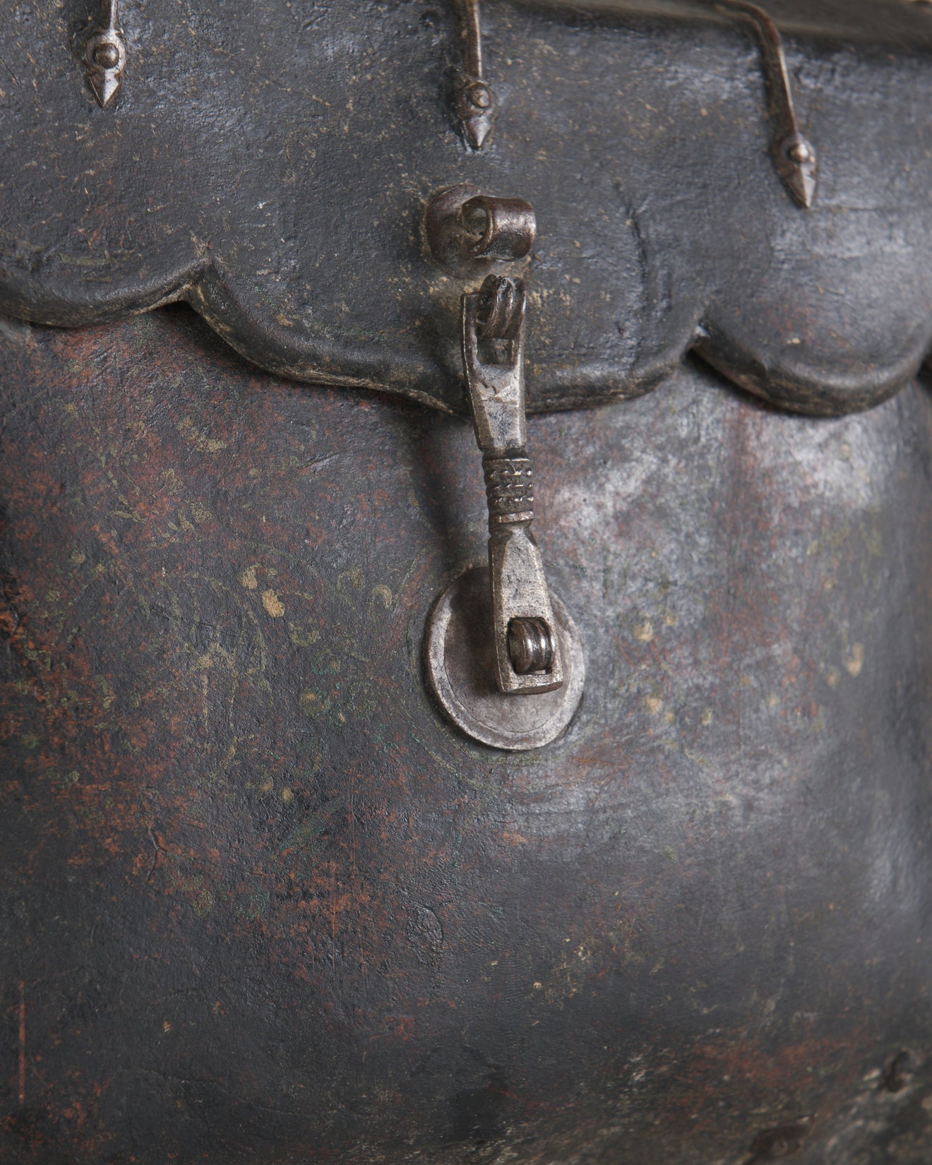 TIBETAN YAK LEATHER AND IRON SMALL BOX, 18th/19th CENTURY