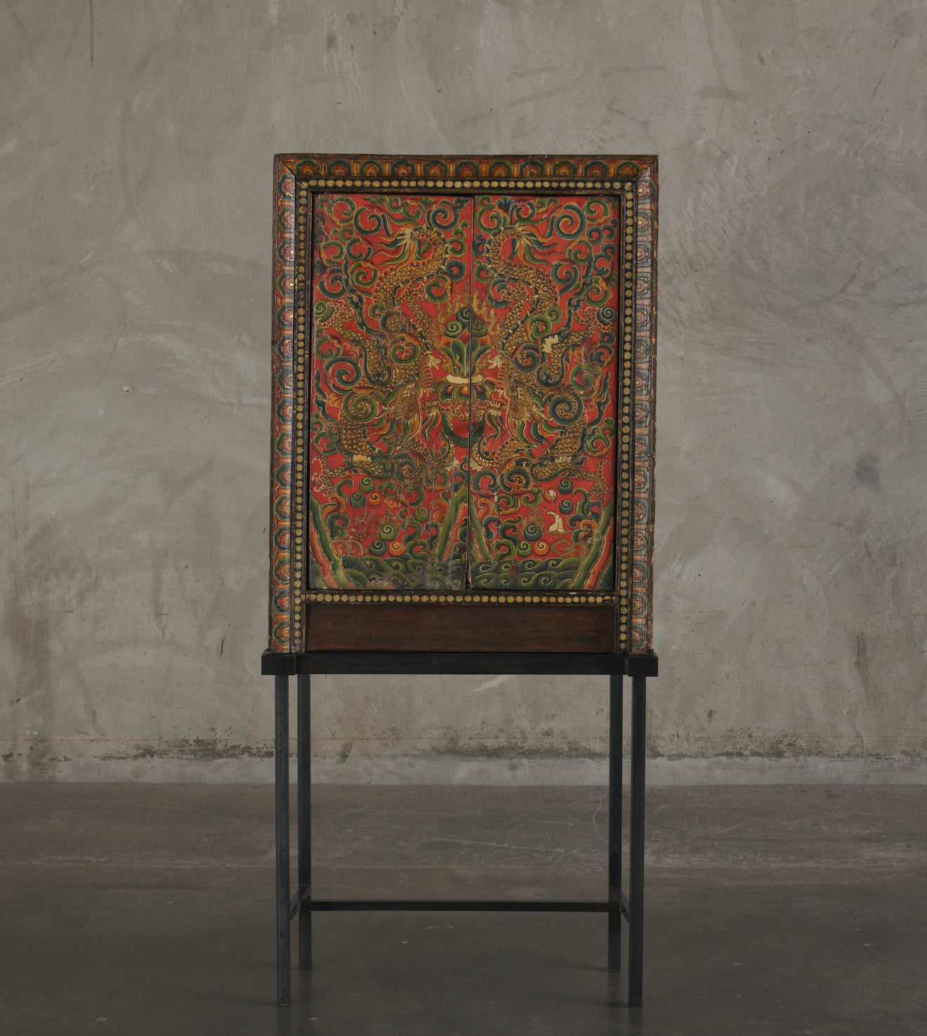 TIBETAN TEMPLE CABINET ON STAND