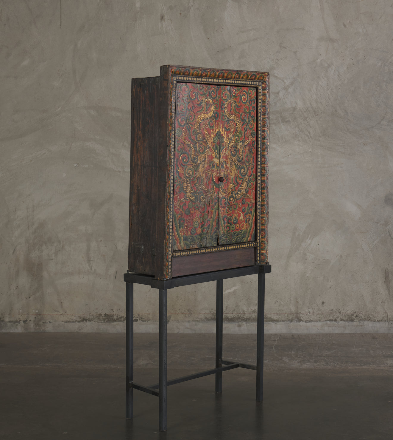 TIBETAN TEMPLE CABINET ON STAND