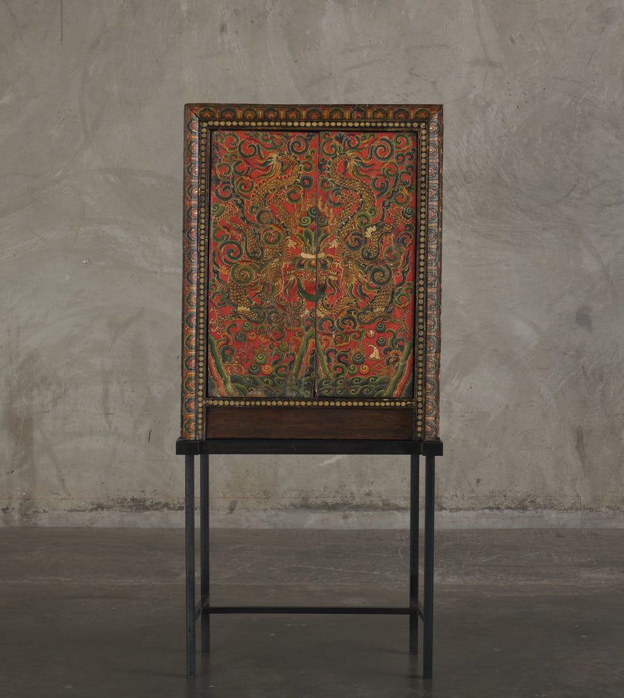 TIBETAN TEMPLE CABINET ON STAND
