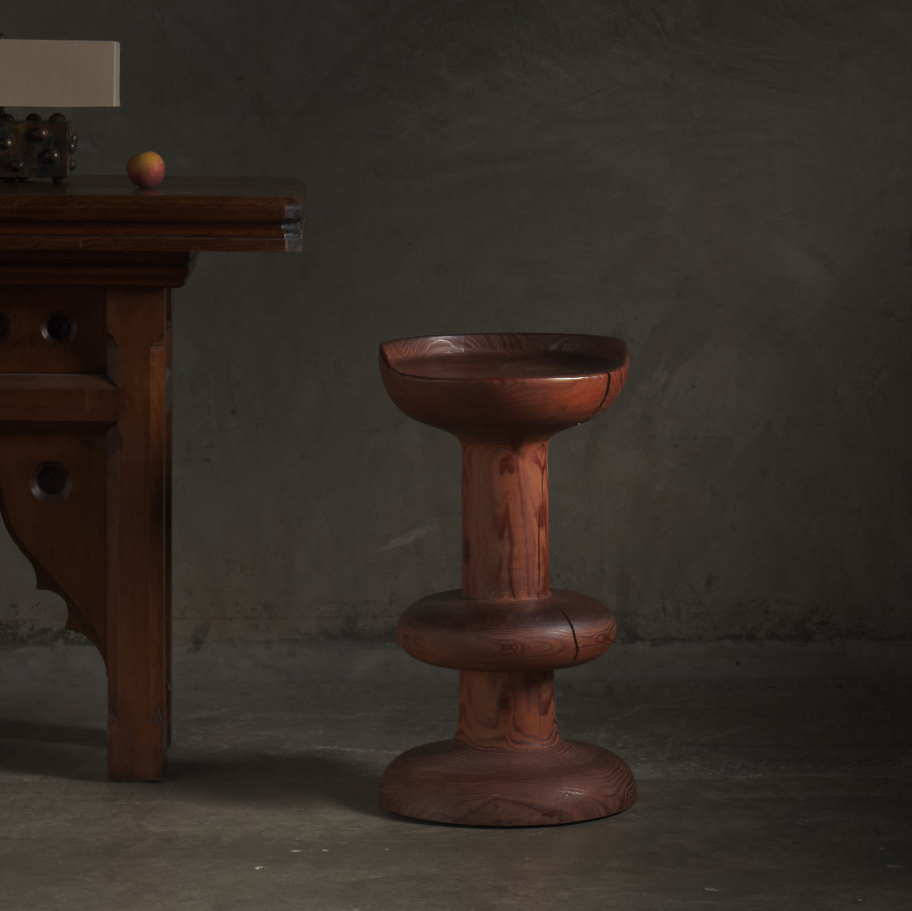 TURNED WOOD STOOL