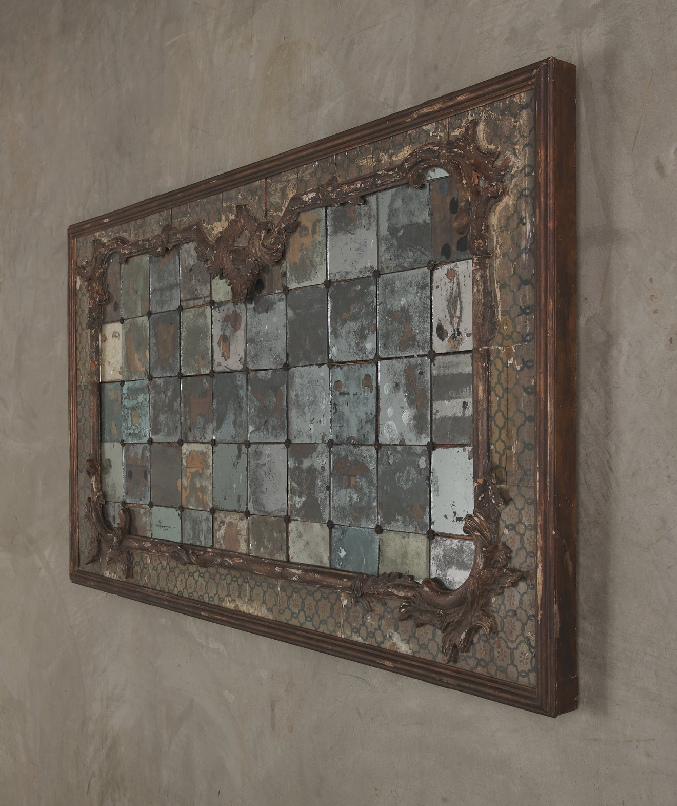 VENETIAN MIRRORED WALL PANEL WITH ORIGINAL GLASS