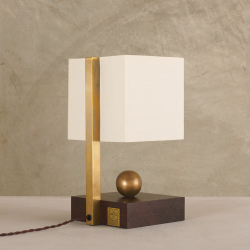 WENGE BOUDOIR LAMP, BRASS BALL SERIES BY LIKA MOORE