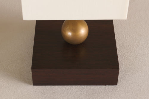 WENGE BOUDOIR LAMP, BRASS BALL SERIES BY LIKA MOORE