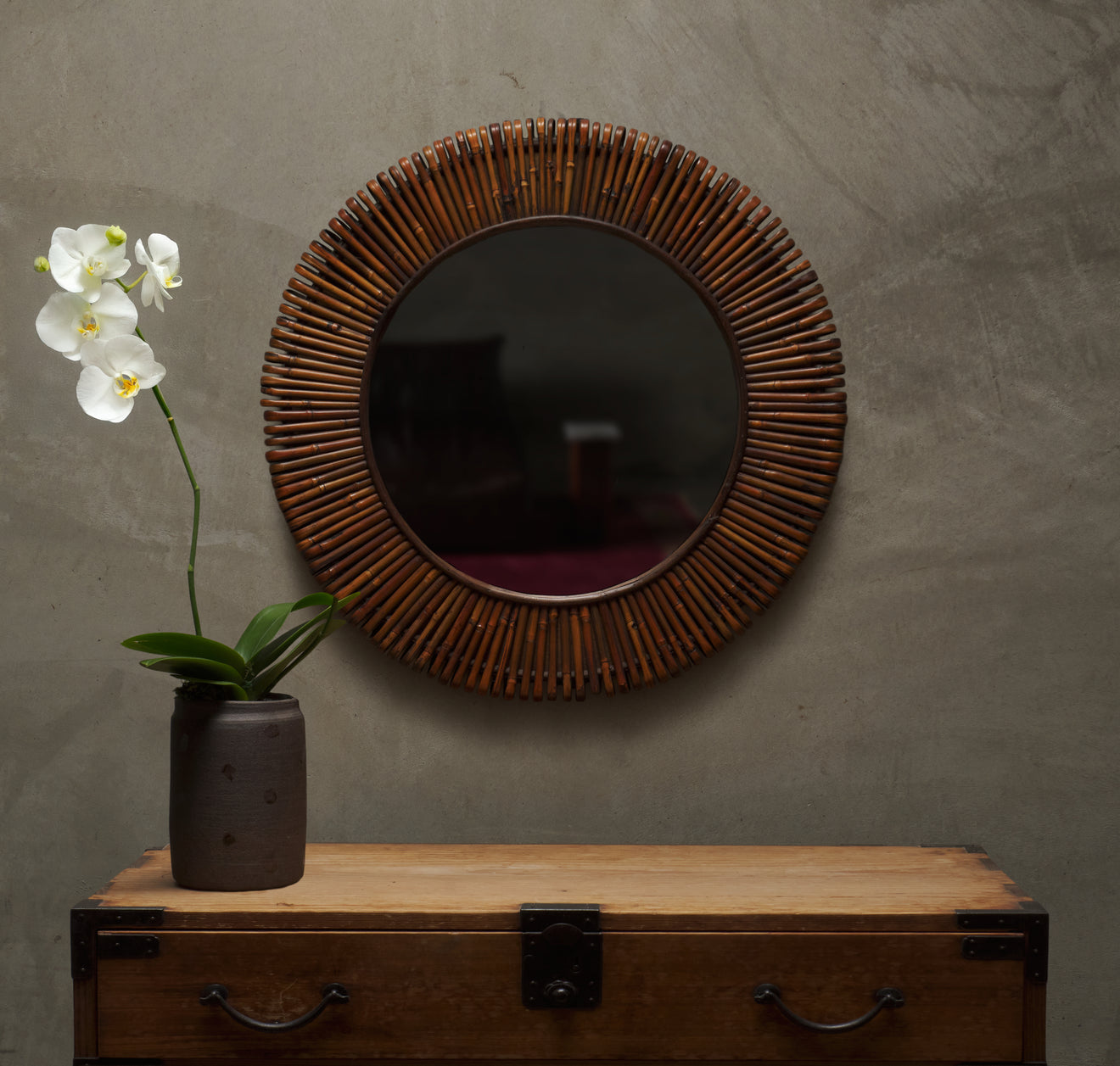 WICKER MIRROR, C 1970