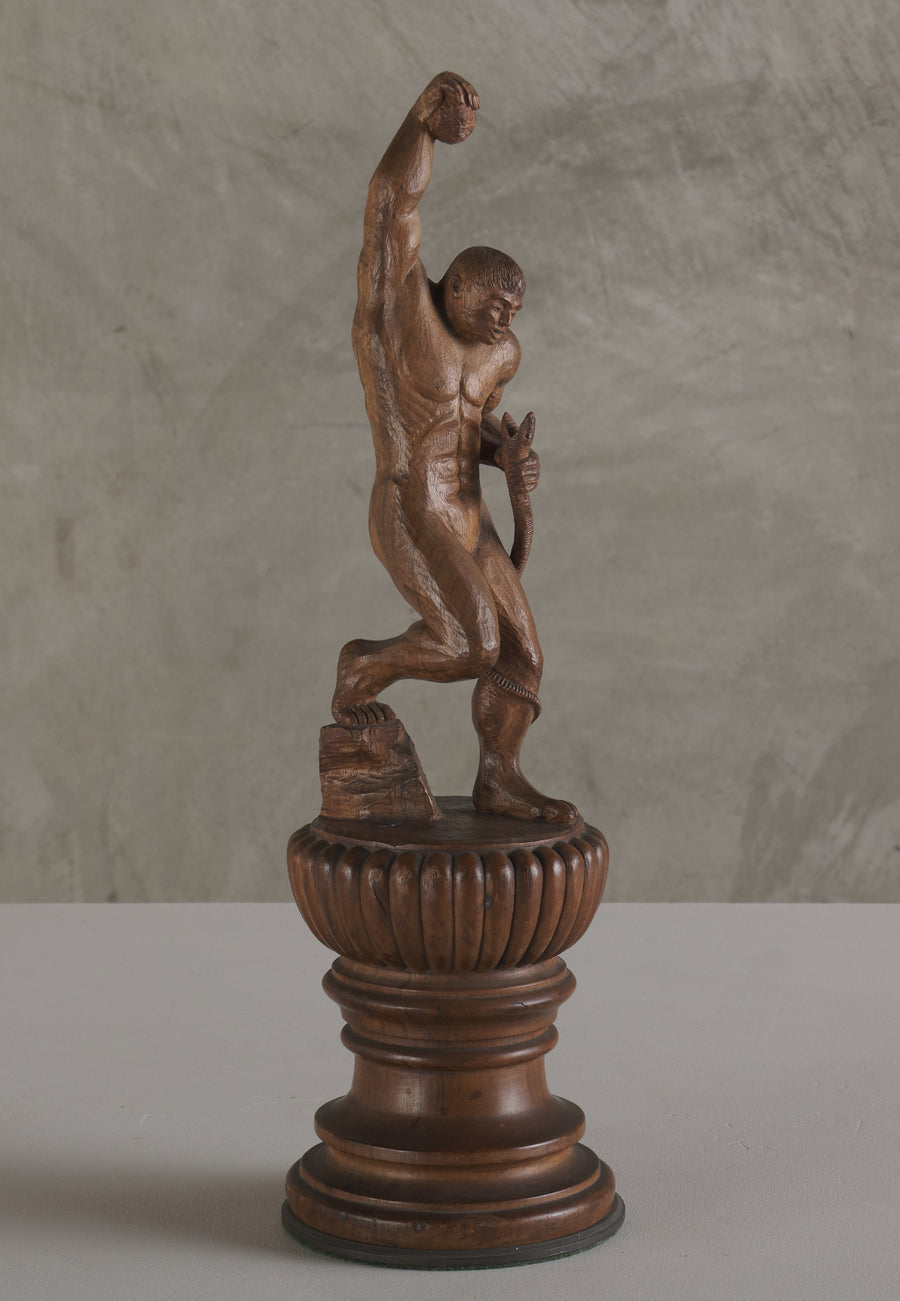 WOOD CARVED HERCULES FIGHTING ACHELOUS, EARLY 20TH CENTURY