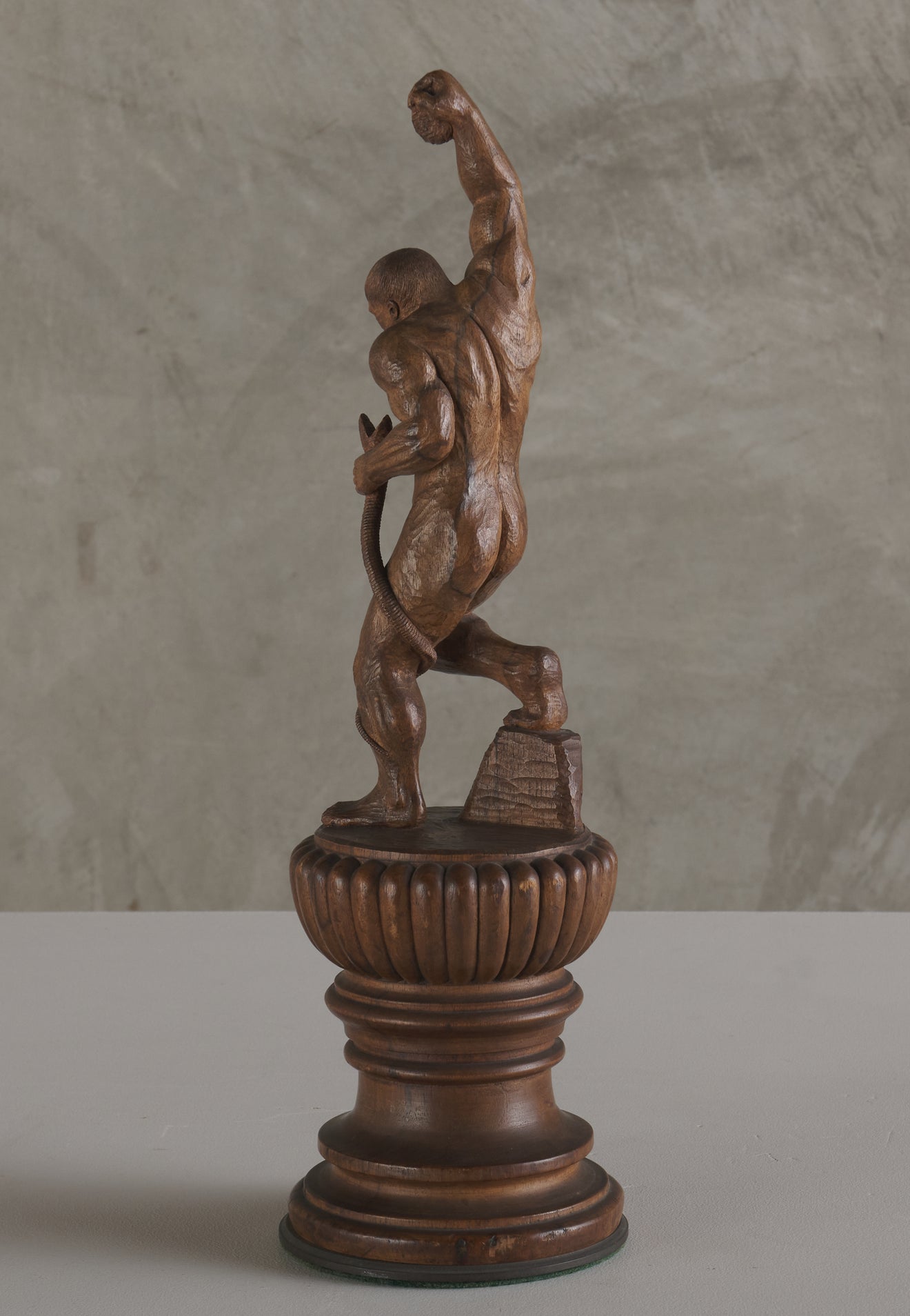 WOOD CARVED HERCULES FIGHTING ACHELOUS, EARLY 20TH CENTURY