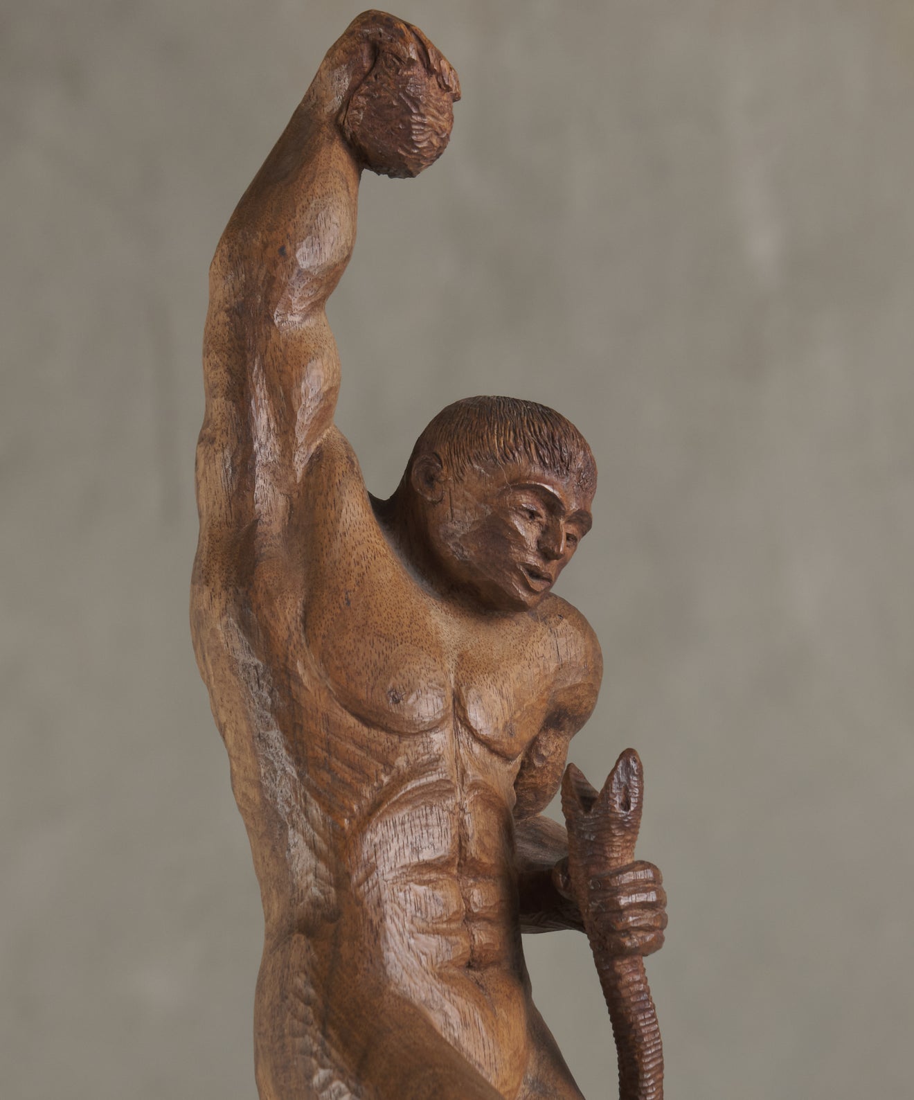 WOOD CARVED HERCULES FIGHTING ACHELOUS, EARLY 20TH CENTURY