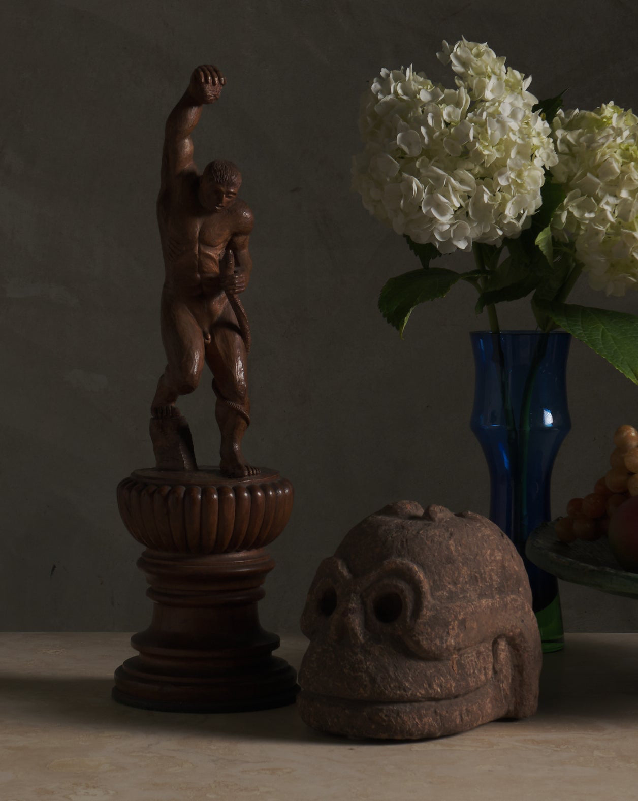 WOOD CARVED HERCULES FIGHTING ACHELOUS, EARLY 20TH CENTURY